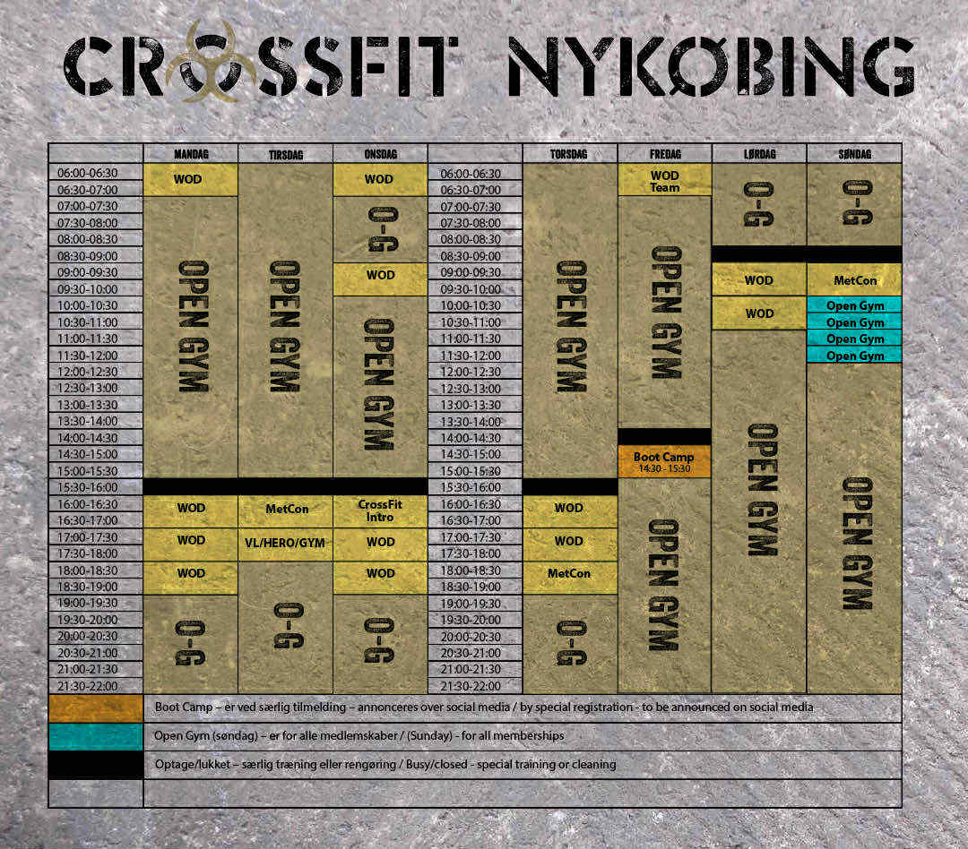 Crossfit Nykøbing weekplan